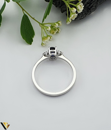 Inel Aur Alb 14k, Diamante 0.09 ct, Safir [1]