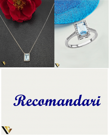 Inel Aur Alb 14K,  Topaz, Diamante 0.16 ct [3]
