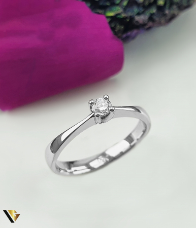 Inele cu diamante - Inel Aur Alb 18K, Diamant 0.10 ct