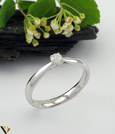 Inele cu diamante - Inel Aur Alb 18k, Diamant 0.13 ct