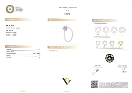 Inel Aur Alb 18k, Diamant 0.36 ct [4]