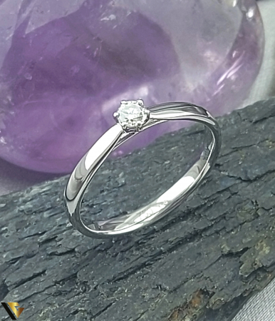 Inele cu diamante - Inel Aur Alb 18k, Diamant de 0.12 ct