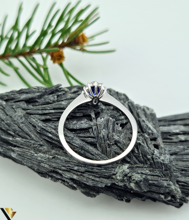 Inel Aur Alb 18k, Diamante 0.35 ct, Safir [2]