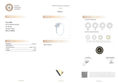 Inel Aur Alb 18k, Diamante 0.37 ct [3]