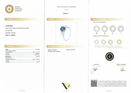 Inel Aur Alb 18k, Diamante 0.80 ct, Safir [3]