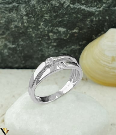 Inele cu diamante - Inel Aur Alb 18K, Diamante aprox. 0.09 ct, 3.36 grame