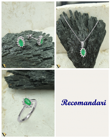 Inel Aur Alb 18k, Diamante, Smarald [4]