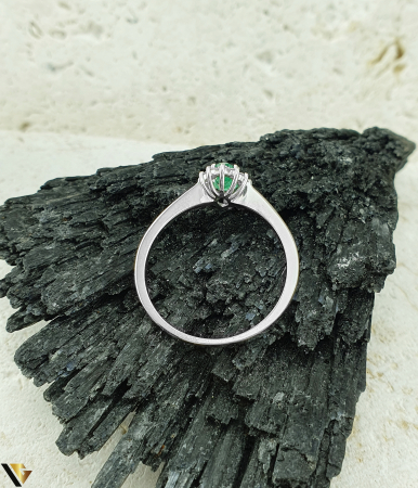 Inel Aur Alb 18k, Diamante, Smarald [2]