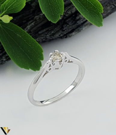 Inele cu diamante - Inel aur alb 9K , Diamant 0.16 ct