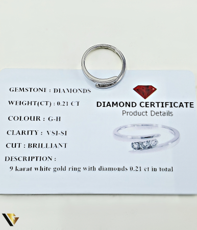Inel Aur Alb 9K, Diamante 0.21 ct [2]