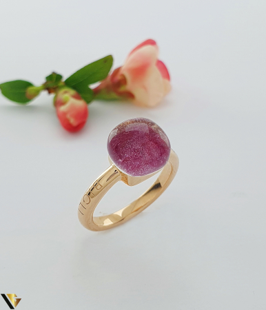 Inel Bigli Mini Sweety din Aur 18K, Rubin, Cristal Rock si Diamant 0.02 ct [0]