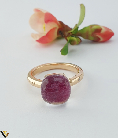 Inel Bigli Mini Sweety din Aur 18K, Rubin, Cristal Rock si Diamant 0.02 ct [2]