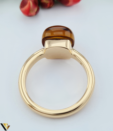 Inel Bigli Mini Sweety din Aur 18K, Citrin Madeira si Diamant 0.02 ct  6.81g [2]