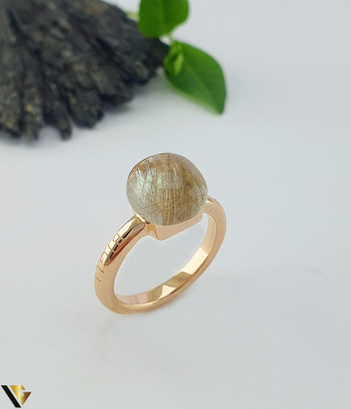 Inele cu diamante - Inel Bigli Mini Sweety din Aur 18K, Cuart Rutilat si Diamant 0.02 ct