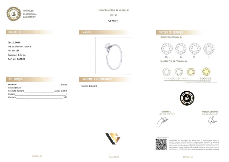 Inel de Logodna, Aur Alb 18k, Diamant 0.24 ct [3]