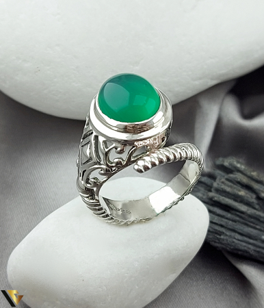 Bijuterii din argint - Inel din argint 925, Onix verde