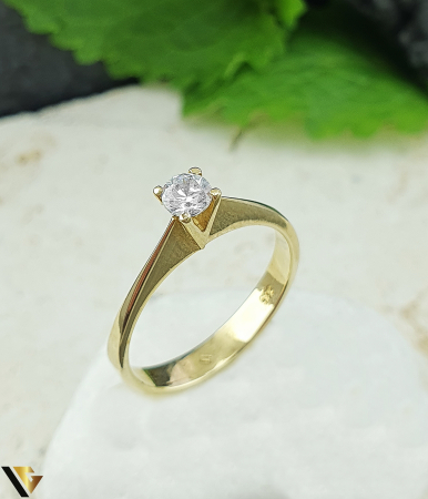 Inele - Inel Logodna Aur 14k, Zirconiu