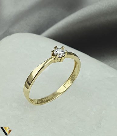 Inele din aur - Inel Logodna Aur 14k, Zirconiu