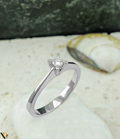 Inele cu diamante - Inel Logodna Aur Alb 18k, Diamant 0.10 ct