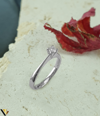 Inele cu diamante - Inel Logodna Aur Alb 18k, Diamant 0.14 ct