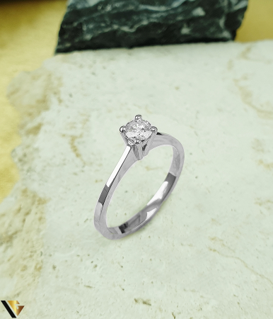 Inele cu diamante - Inel Logodna Aur Alb 18k, Diamant 0.31 ct