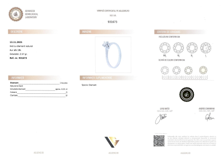 Inel Logodna Aur Alb 18k, Diamant 0.31 ct [2]