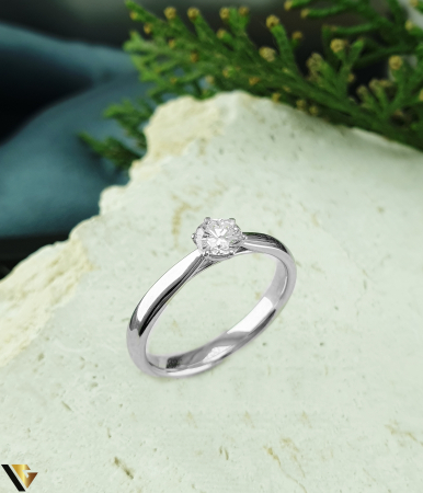 Inele cu diamante - Inel Logodna Aur Alb 18k, Diamant 0.35 ct