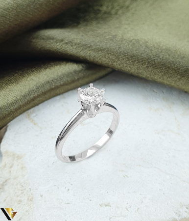 Inele cu diamante - Inel Logodna Aur Alb 18k, Diamant 0.48 ct
