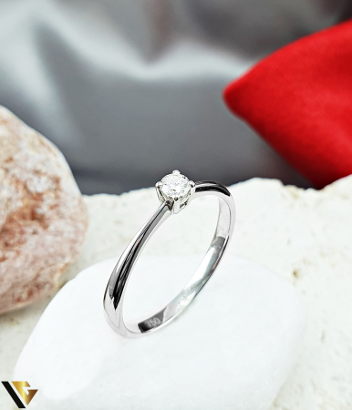Inele cu diamante - Inel Logodna Aur Alb 18k, Diamant de 0.13 ct