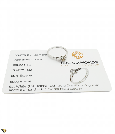 Inel aur alb 9K , Diamant 0.16 ct [2]