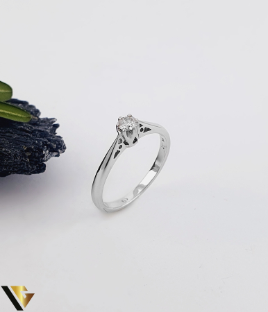 Inele din aur - Inel Logodna Aur Alb 9k, Diamant 0.17 ct