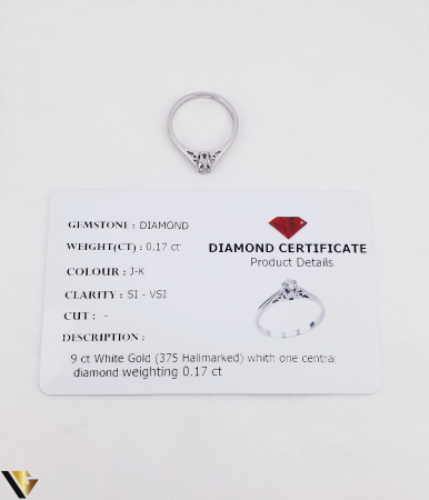 Inel Logodna Aur Alb 9k, Diamant 0.17 ct [5]