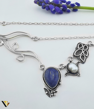 Colier Argint 925,Lapis Lazului, Perla [1]
