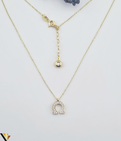 Bijuterii din aur - Lant cu pandantiv aur 14k, Greutate: 2.15 g Lungime: 43 cm (cu posibilitate de prindere de la 40 cm) Latime lant: 0.60 mm Dimensiuni pandantiv: 8.75 mm/11.58 mm Marcaj / Titlu: 585 Locatie: HARLAU Tel: 0723353111