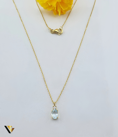 Coliere si lanturi din aur - Lant Aur 9k, Blue Topaz