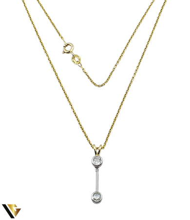 Coliere cu diamante - Lant cu Pandantiv Aur 18k, Diamante de aprox. 0.40 ct, 3.28 grame