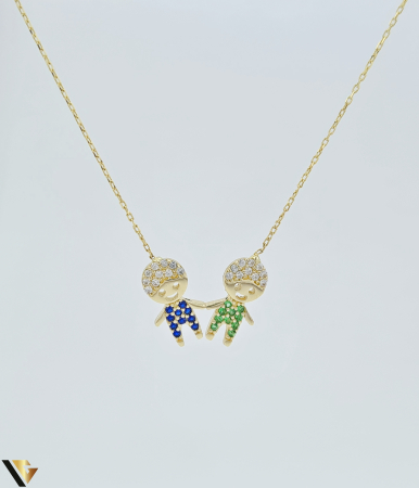 Coliere si lanturi din aur - Lant cu Pandantiv Aur 14k, 2 baieti