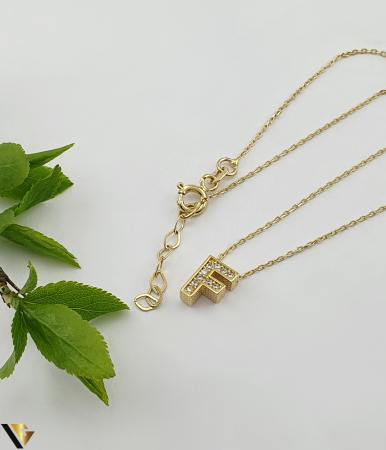 Lant cu Pandantiv Aur 14k, Initiala F [1]