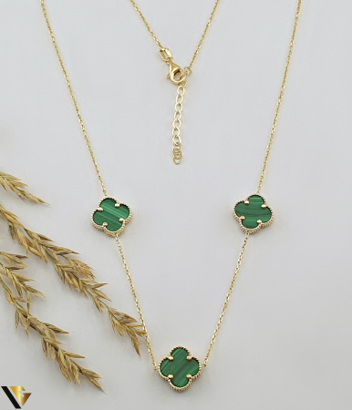 Coliere si lanturi din aur - Lant cu Pandantive Aur 14k , Malachit