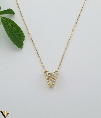 Lant cu Pandantiv Aur 14k, Litera V [1]