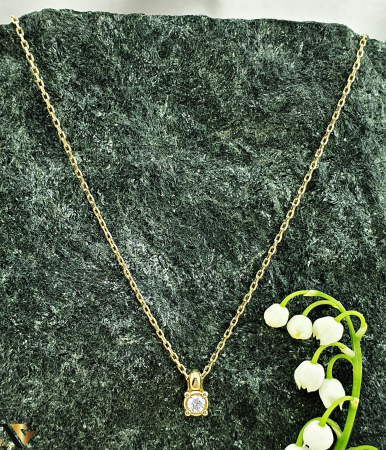 Lant cu Pandantiv Aur 14k, Diamant 0.09 ct
