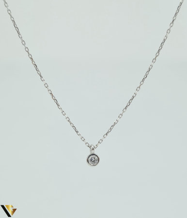 Bijuterii din aur - Lant cu Pandantiv Aur 14k, Diamant 0.12 ct