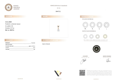 Lant cu Pandantiv Aur 14k, Diamant 0.15 ct [3]