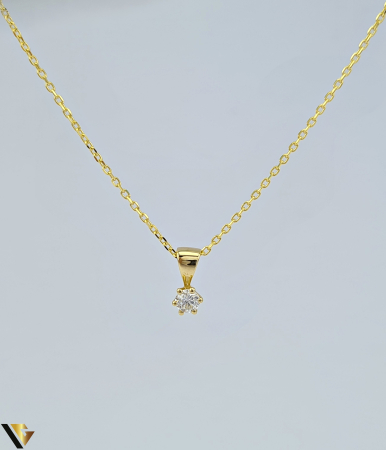Coliere si lanturi din aur - Lant cu Pandantiv Aur 14k, Diamant 0.15 ct