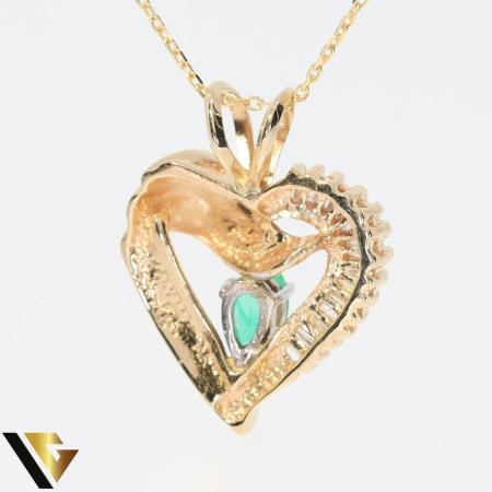 Lant cu Pandantiv Aur 14k, Diamant 0.51 ct, Smaralde 0.60 ct [2]