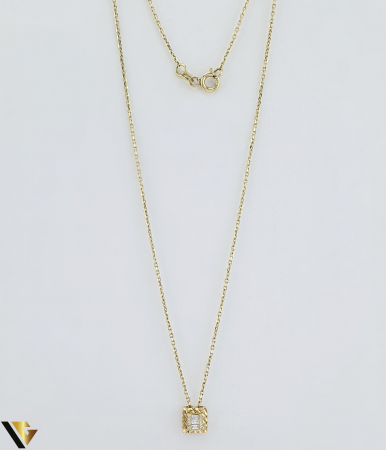 Coliere cu diamante - Lant cu Pandantiv Aur 14k, Diamante 0.05 ct