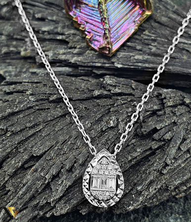 Coliere si lanturi din aur - Lant cu Pandantiv Aur 14k, Diamante 0.07 ct in total