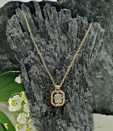 Coliere cu diamante - Lant cu Pandantiv Aur 14k, Diamante 0.09 ct in total