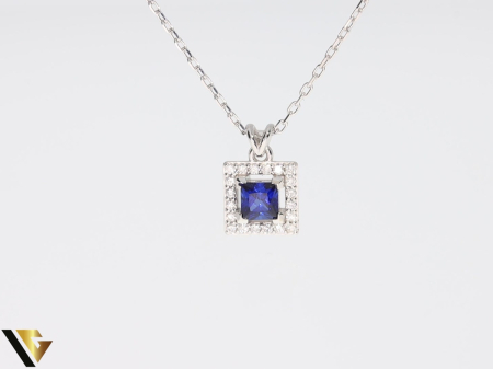 Lant cu Pandantiv Aur 14k, Diamante 0.10 ct, Safir [2]
