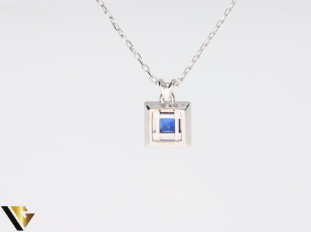 Lant cu Pandantiv Aur 14k, Diamante 0.10 ct, Safir [3]